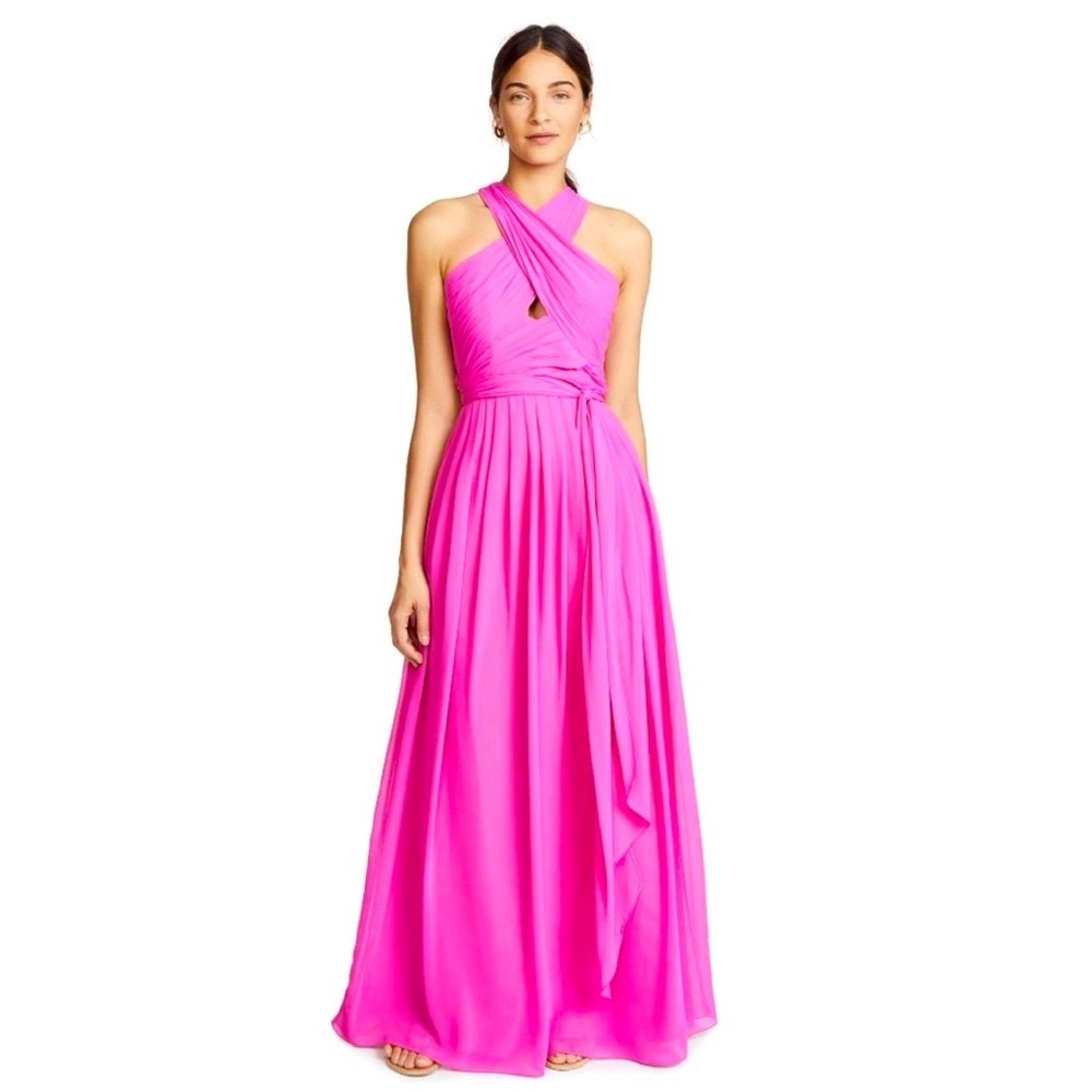 Peony chiffon cross gown for a wedding or special occasion.